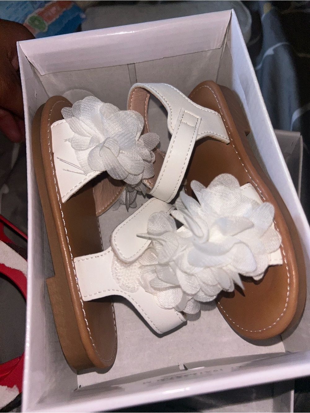 White Girls' Flower-Embellished Sandals